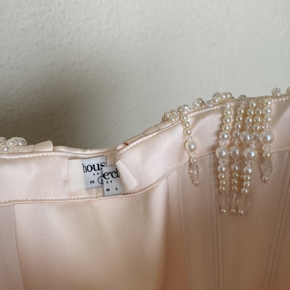 House of CB 'Nalita' Vintage Cream Embellished Strapless Midi Dress NWOT size S - Picture 6 of 10